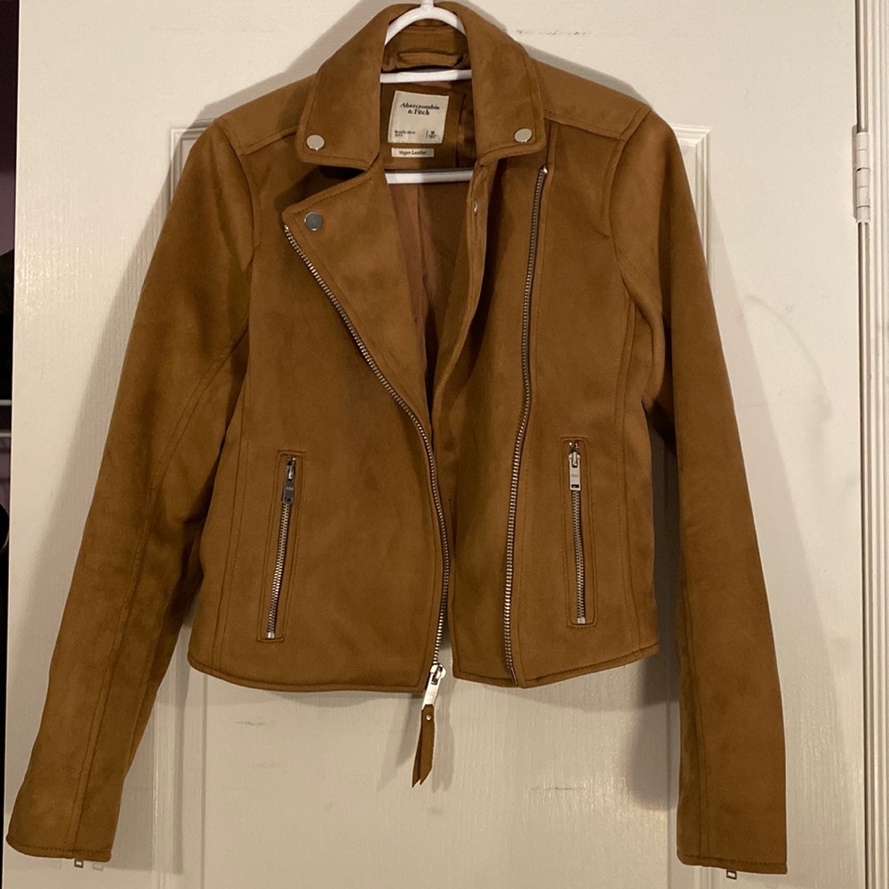 suede brown moto jacket from abercrombie